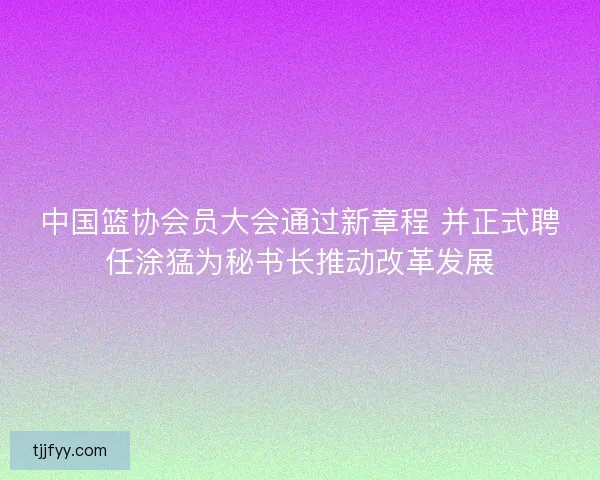 中国篮协会员大会通过新章程 并正式聘任涂猛为秘书长推动改革发展